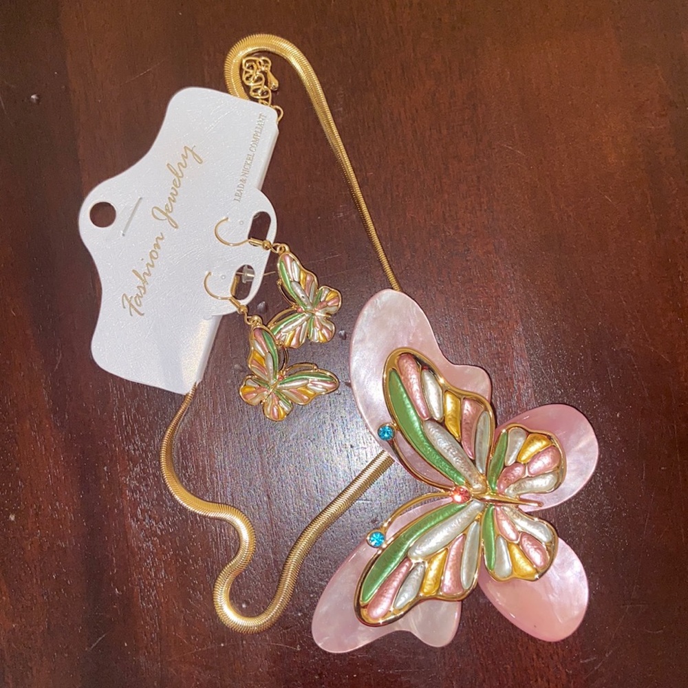 Butterfly Necklace and matching earrings